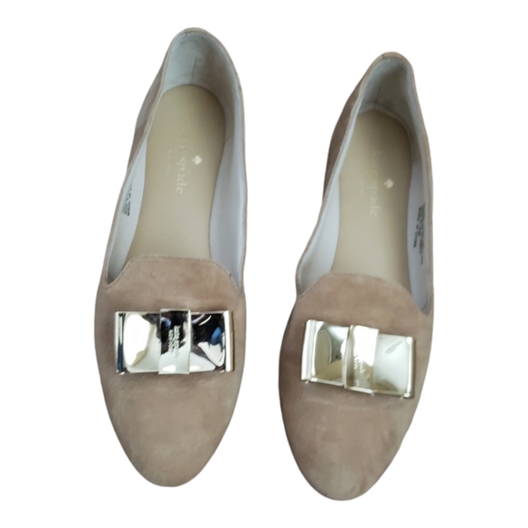 Kate Spade Silina Loafer Flat Suede Bow Gold Tan Brand 6.5 M - Picture 3 of 16